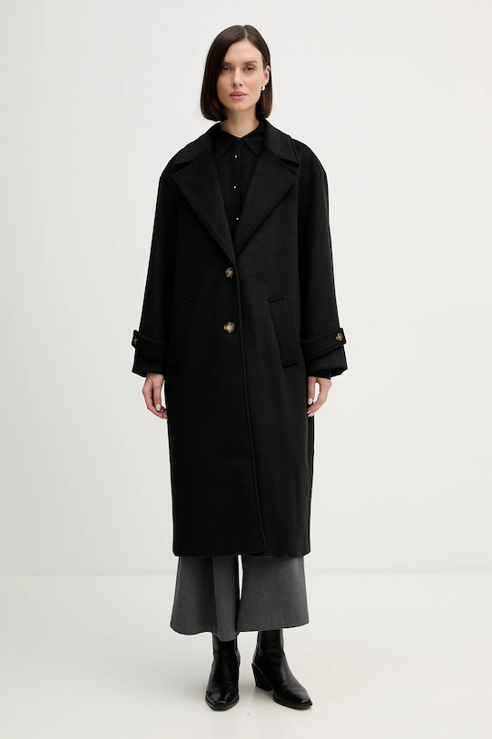 Пальто из шерсти Pedro del Hierro, черный
Пальто из шерсти Pedro del Hierro, черный