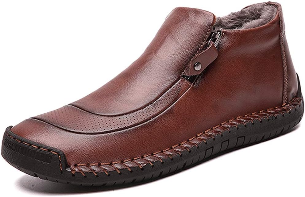 Мужские слипоны JEBU с меховой подкладкой, кожаные, с ручной молнией, противоскользящие, зимние, повседневные, высокие кеды, темно-коричневый
Мужские слипоны JEBU с меховой подкладкой, кожаные, с ручной молнией, противоскользящие, зимние, повседневные, высокие кеды, темно-коричневый