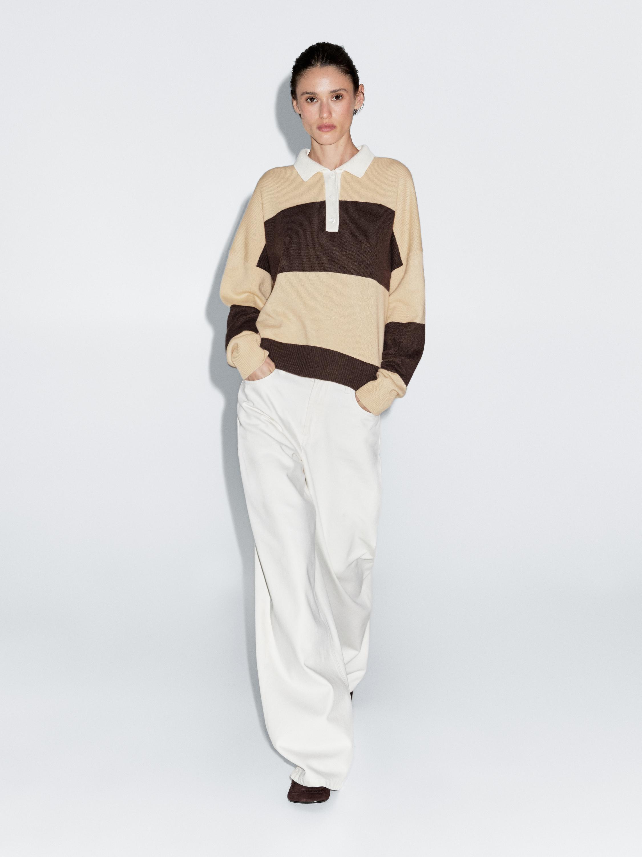 Полосатый свитер-поло из смесовой шерсти Massimo Dutti, Vanilla
Полосатый свитер-поло из смесовой шерсти Massimo Dutti, Vanilla