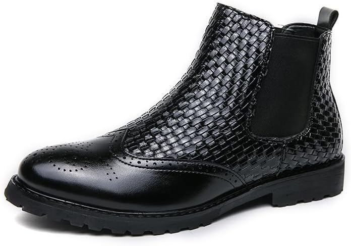 Мужские кожаные ботинки Santimon с плетеным узором, с крыльями, челси, без шнуровки, формальные и повседневные ботинки до щиколотки для мужчин, черный
Мужские кожаные ботинки Santimon с плетеным узором, с крыльями, челси, без шнуровки, формальные и повседневные ботинки до щиколотки для мужчин, черный