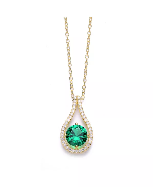 Ожерелье с подвеской из стерлингового серебра 14 карат, покрытого золотом, с цветными кубическими цирконами Genevive, green
Ожерелье с подвеской из стерлингового серебра 14 карат, покрытого золотом, с цветными кубическими цирконами Genevive, green