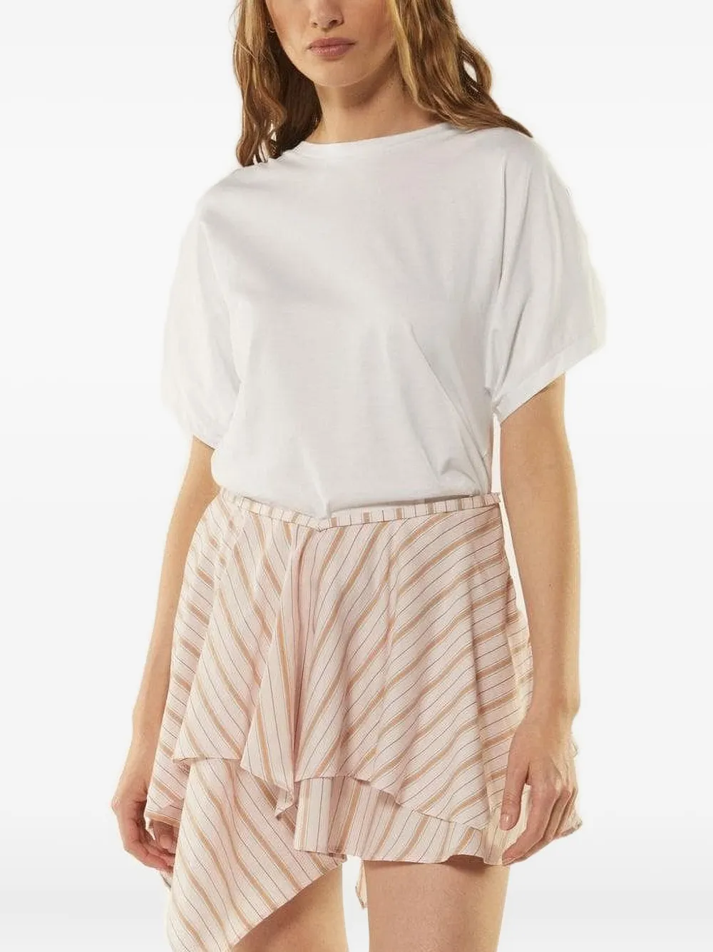 Футболка с рюшами DONDUP, белый 
Футболка с рюшами DONDUP, белый