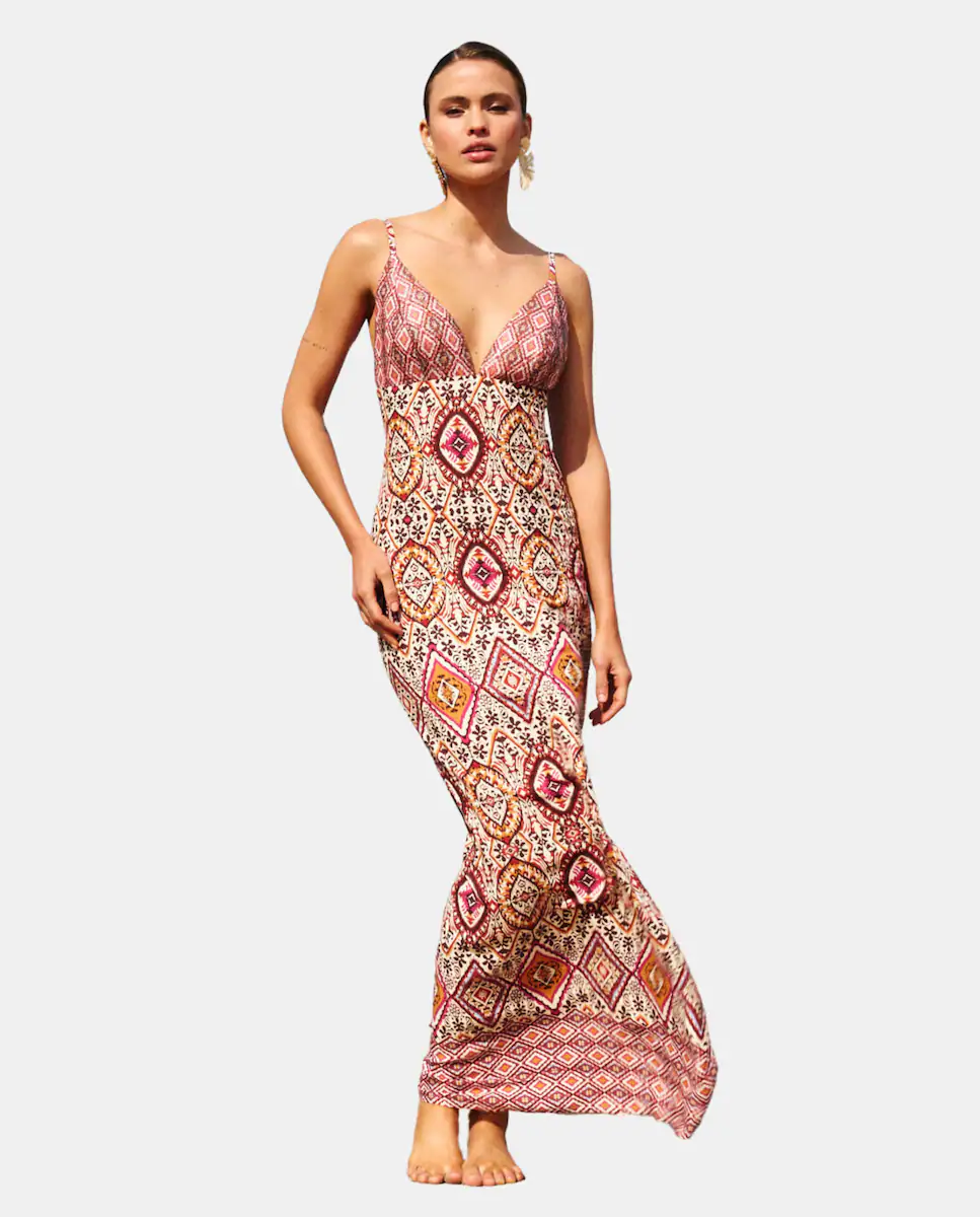 Длинное платье с тонкими бретелями в цветочный принт MIPHAI, розовый
Длинное платье с тонкими бретелями в цветочный принт MIPHAI, розовый