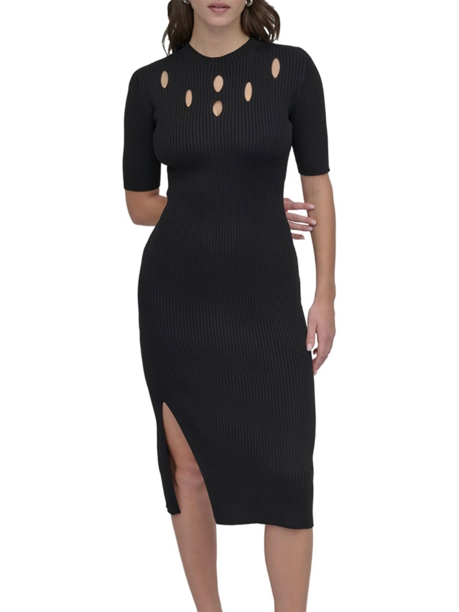 Облегающее платье миди с градуированным вырезом на кокетке DKNY, черный
Облегающее платье миди с градуированным вырезом на кокетке DKNY, черный