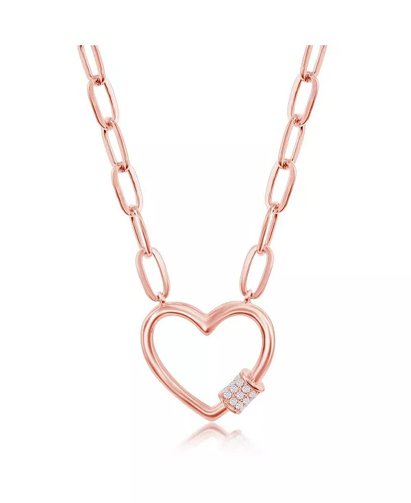 Ожерелье из стерлингового серебра с позолотой или розовым золотом, покрытый сверху на серебряное ожерелье с фианитами в форме сердца и карабином-скрепкой Simona, pink
Ожерелье из стерлингового серебра с позолотой или розовым золотом, покрытый сверху на серебряное ожерелье с фианитами в форме сердца и карабином-скрепкой Simona, pink