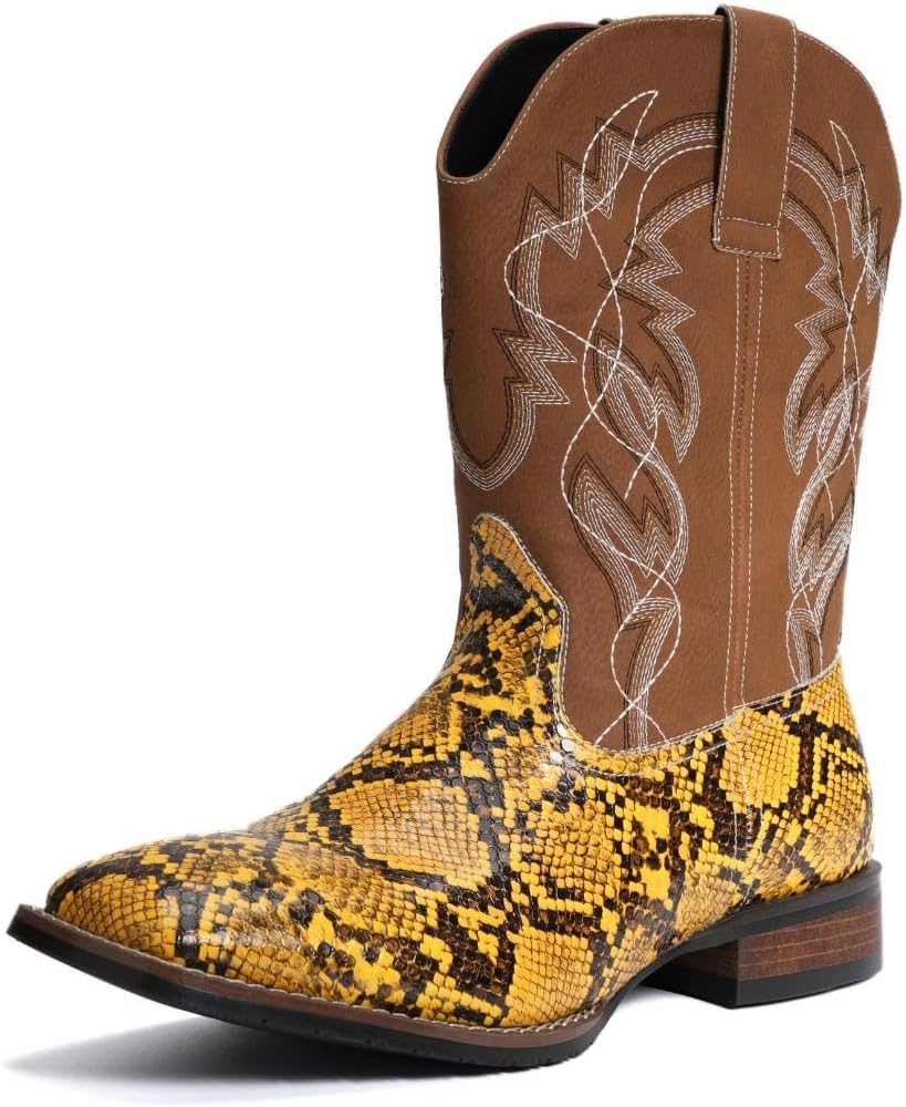 Мужские ковбойские ботинки Hawecobo с квадратным носком из искусственной зминой кожи и вышивкой в юго-западном стиле, ботинки из телячьей кожи с антискользящей подошвой и узором под питона, Camel
Мужские ковбойские ботинки Hawecobo с квадратным носком из искусственной зминой кожи и вышивкой в юго-западном стиле, ботинки из телячьей кожи с антискользящей подошвой и узором под питона, Camel