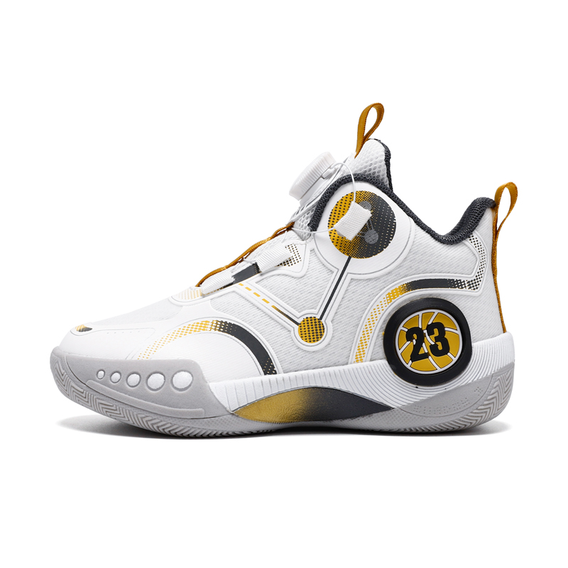 Баскетбольные кроссовки для детей с износостойким отскоком, дышащие, легкие, амортизирующие, сбалансированные, среднего размера JIAFEIMAO, белый/золотой 
Баскетбольные кроссовки для детей с износостойким отскоком, дышащие, легкие, амортизирующие, сбалансированные, среднего размера JIAFEIMAO, белый/золотой
