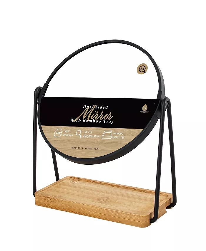 Двустороннее зеркало с бамбуковым подносом Pursonic, цвет Black & bamboo color base
Двустороннее зеркало с бамбуковым подносом Pursonic, цвет Black & bamboo color base