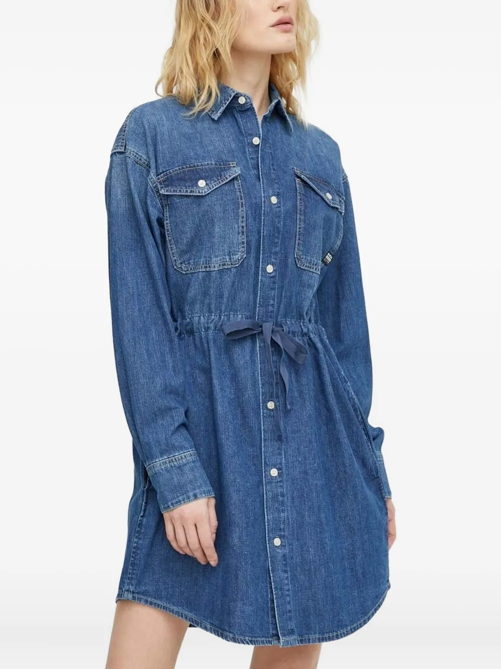 Джинсовое платье-рубашка с кулиской G-Star RAW, синий 
Джинсовое платье-рубашка с кулиской G-Star RAW, синий