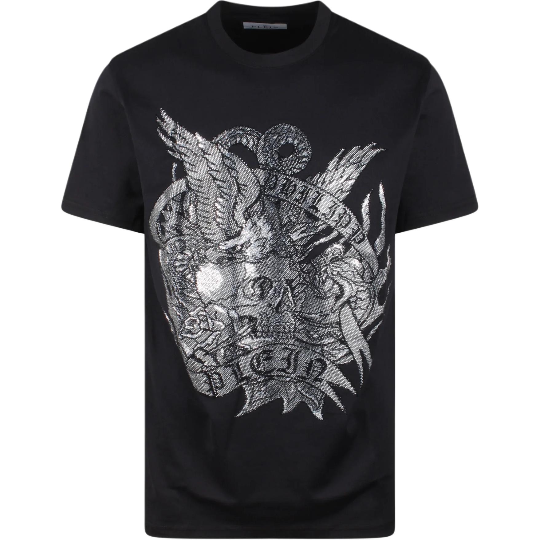 Футболка с круглым вырезом и принтом SS Tattoo PHILIPP PLEIN, черная 
Футболка с круглым вырезом и принтом SS Tattoo PHILIPP PLEIN, черная