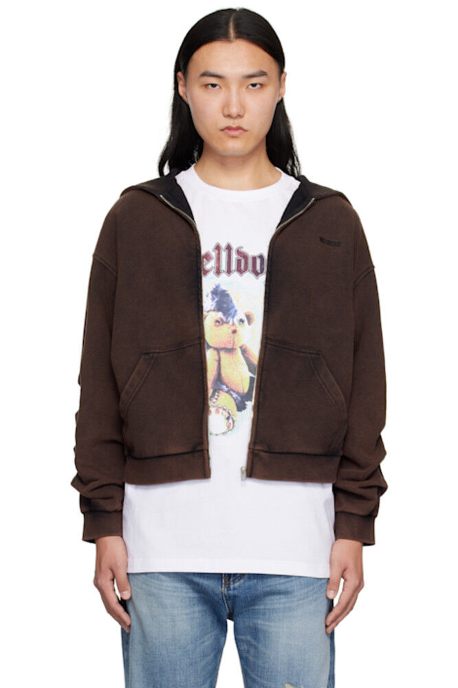 Коричневая мятая толстовка с капюшоном на молнии We11done
Коричневая мятая толстовка с капюшоном на молнии We11done