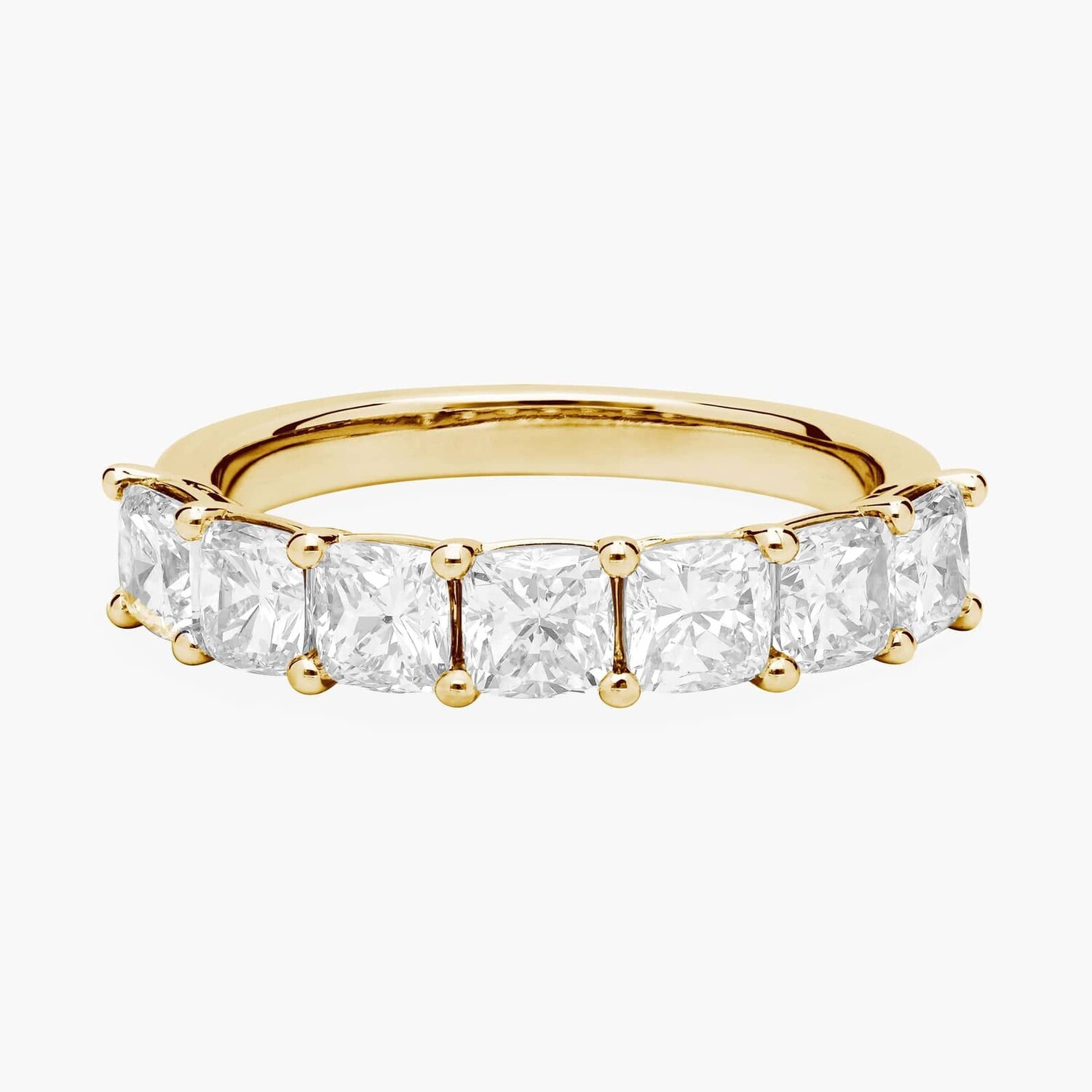 Кольцо с семью выращенными в лаборатории бриллиантами огранки «кушон» из 14-каратного желтого золота (2 карата, два карата — FG / VS2-SI1) Blue Nile 
Кольцо с семью выращенными в лаборатории бриллиантами огранки «кушон» из 14-каратного желтого золота (2 карата, два карата — FG / VS2-SI1) Blue Nile