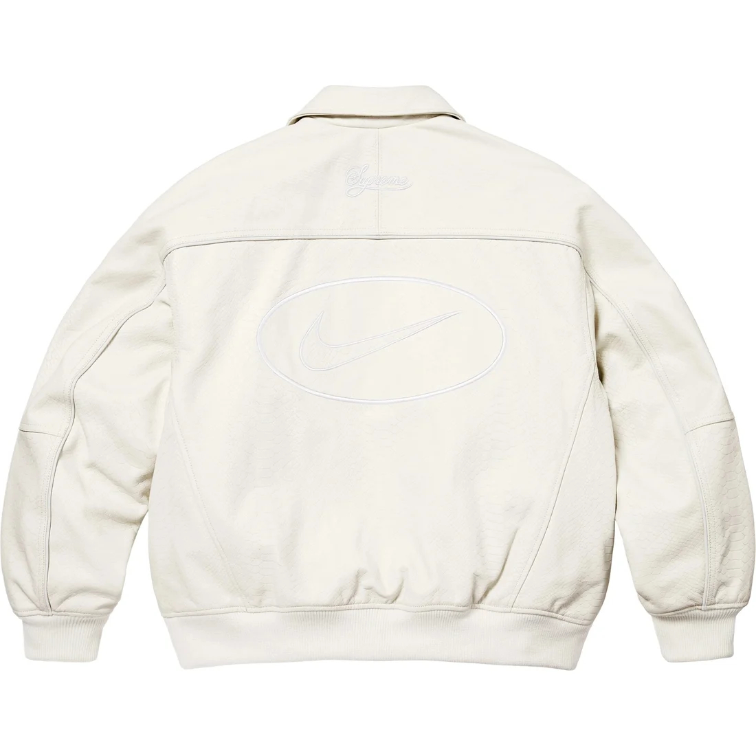 Supreme Кожаная бейсбольная куртка Nike, Ivory white
Supreme Кожаная бейсбольная куртка Nike, Ivory white