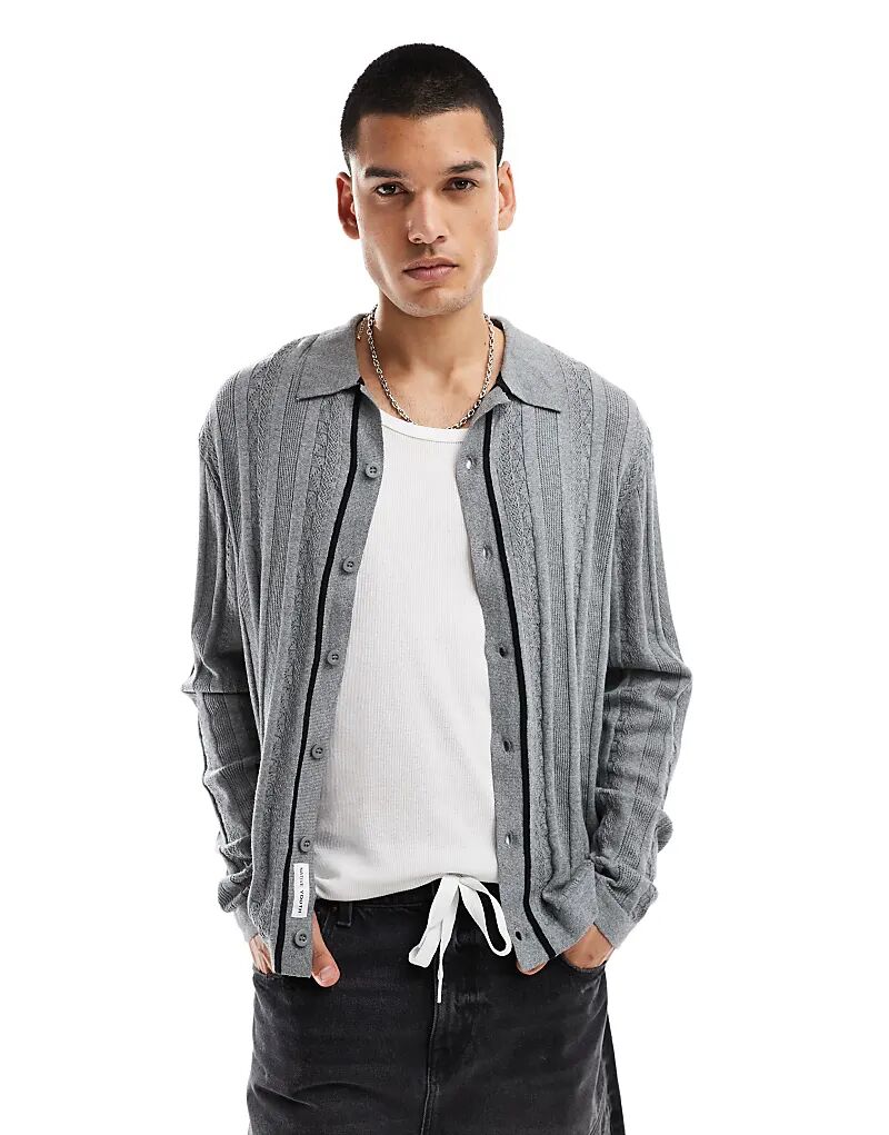 Трикотажная рубашка с длинными рукавами в жаккардовую полоску серого цвета Native Youth
Трикотажная рубашка с длинными рукавами в жаккардовую полоску серого цвета Native Youth