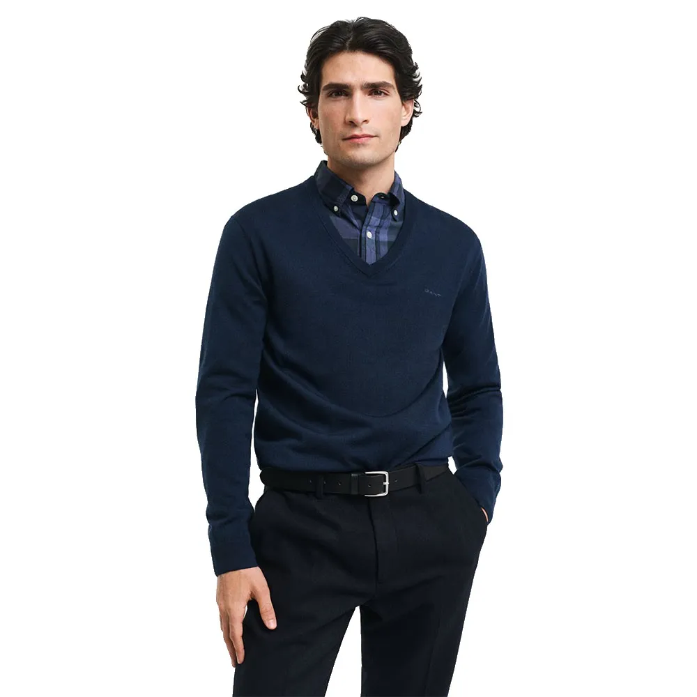 Свитер Gant 8050209 v neck, синий 
Свитер Gant 8050209 v neck, синий