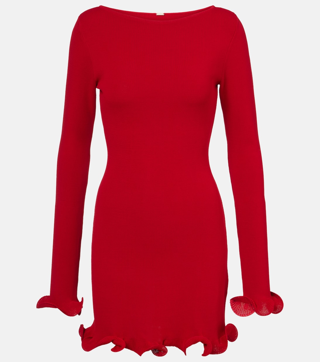 Вязаное мини-платье с рюшами Same, красный