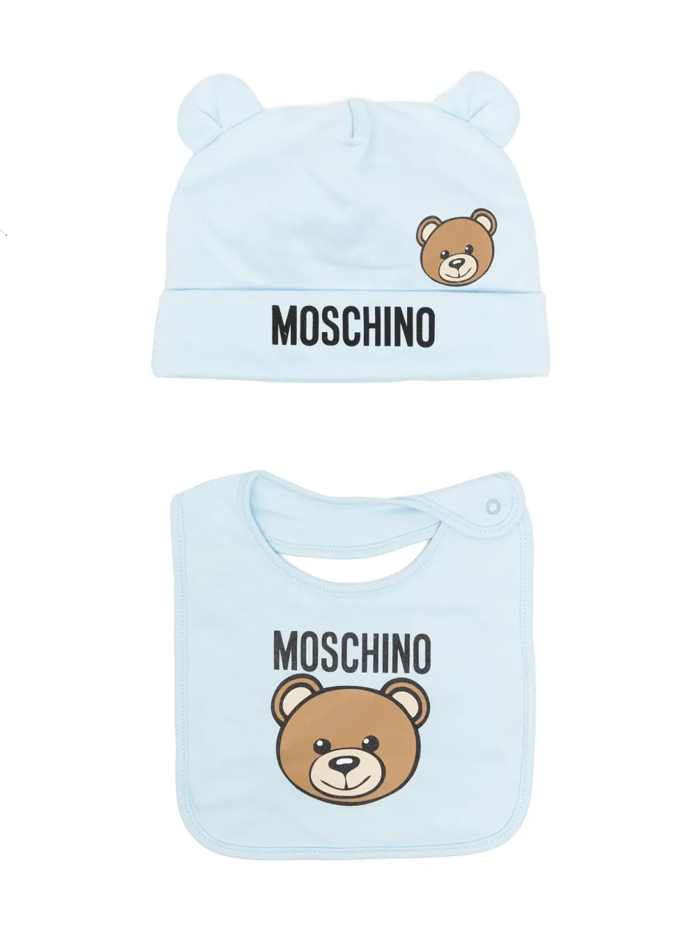 Комплект Teddy Bear из шапки бини и нагрудника Moschino Kids, синий
Комплект Teddy Bear из шапки бини и нагрудника Moschino Kids, синий