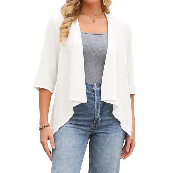 Женский кардиган из льна с рукавом 3/4 и открытой передней частью Inspire Chic, White
Женский кардиган из льна с рукавом 3/4 и открытой передней частью Inspire Chic, White