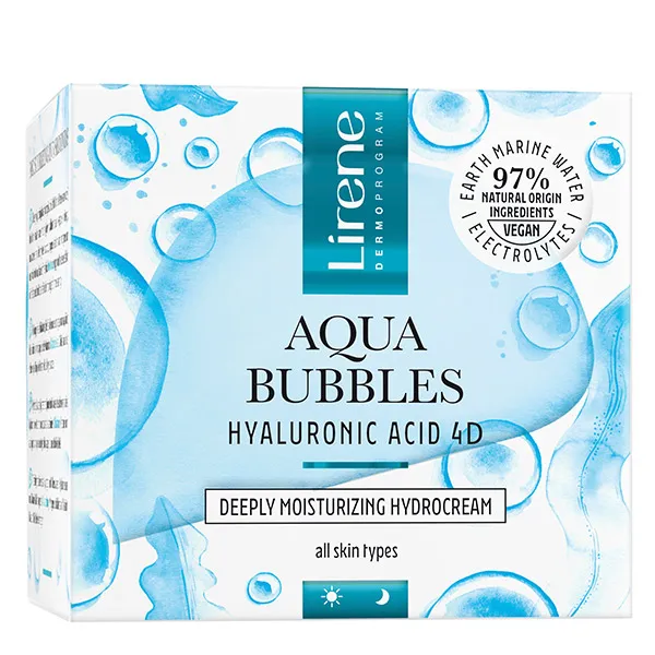 Гидрокрем с гиалуроновой кислотой Aqua Bubbles Lirene, 50 ml
Гидрокрем с гиалуроновой кислотой Aqua Bubbles Lirene, 50 ml