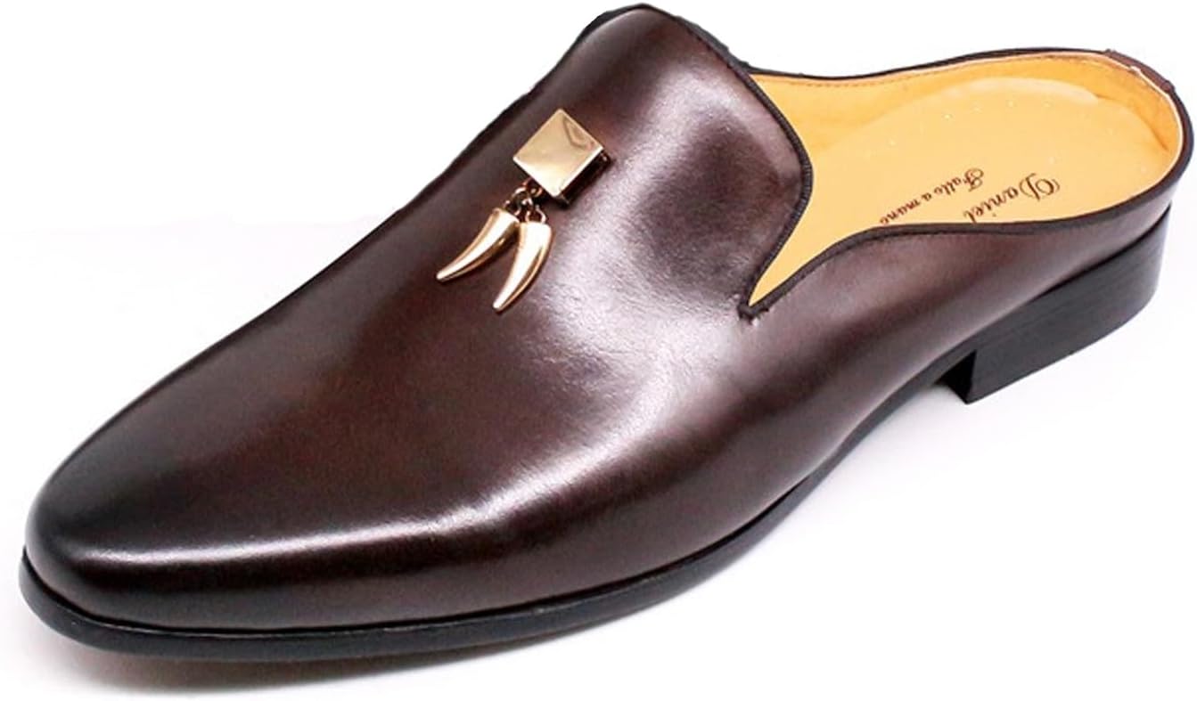 Мужские сабо Santimon из натуральной кожи - беззадние лоферы ручной работы с металлической подвеской-кистью, повседневные тапочки для вечеринок, свадеб и ежедневной носки, Coffee
Мужские сабо Santimon из натуральной кожи - беззадние лоферы ручной работы с металлической подвеской-кистью, повседневные тапочки для вечеринок, свадеб и ежедневной носки, Coffee