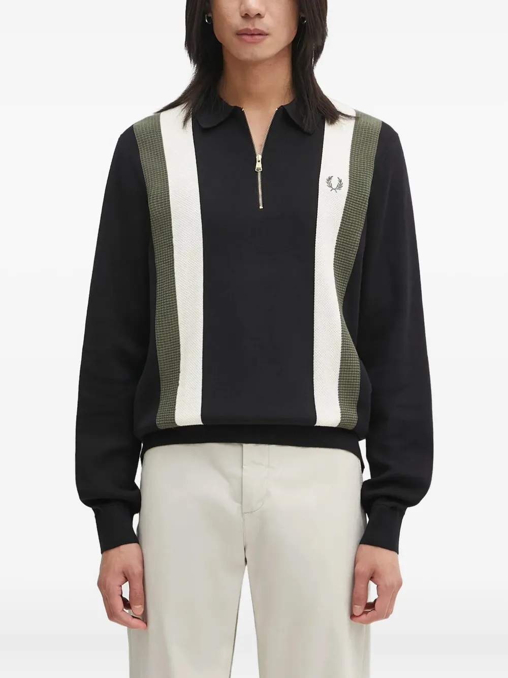 Поло с полосатыми деталями Fred Perry, черный
Поло с полосатыми деталями Fred Perry, черный