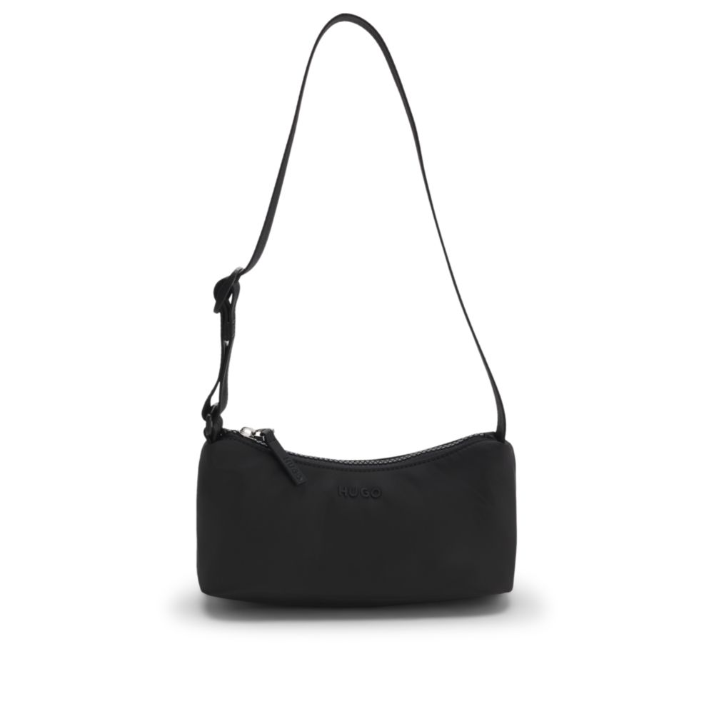 Маленькая сумка хобо с тонированным резиновым логотипом HUGO, черный
Маленькая сумка хобо с тонированным резиновым логотипом HUGO, черный
