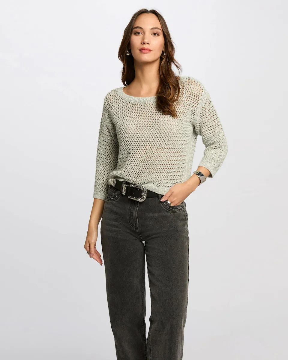 Женский ажурный свитер с рукавами 3/4 Morgan, светло-зеленый
Женский ажурный свитер с рукавами 3/4 Morgan, светло-зеленый