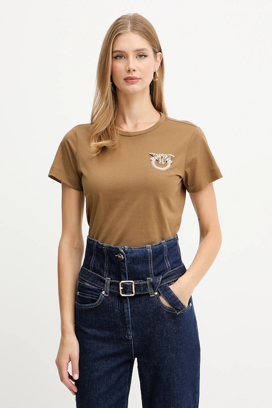Хлопковая футболка Pinko, коричневый
Хлопковая футболка Pinko, коричневый