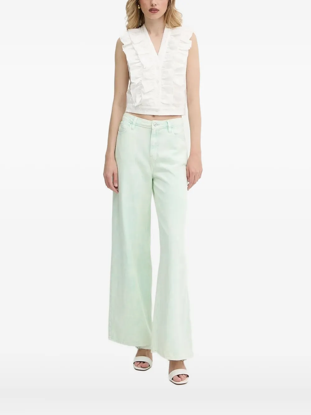 Топ с оборками, украшенный пайетками LIU JO, белый
Топ с оборками, украшенный пайетками LIU JO, белый