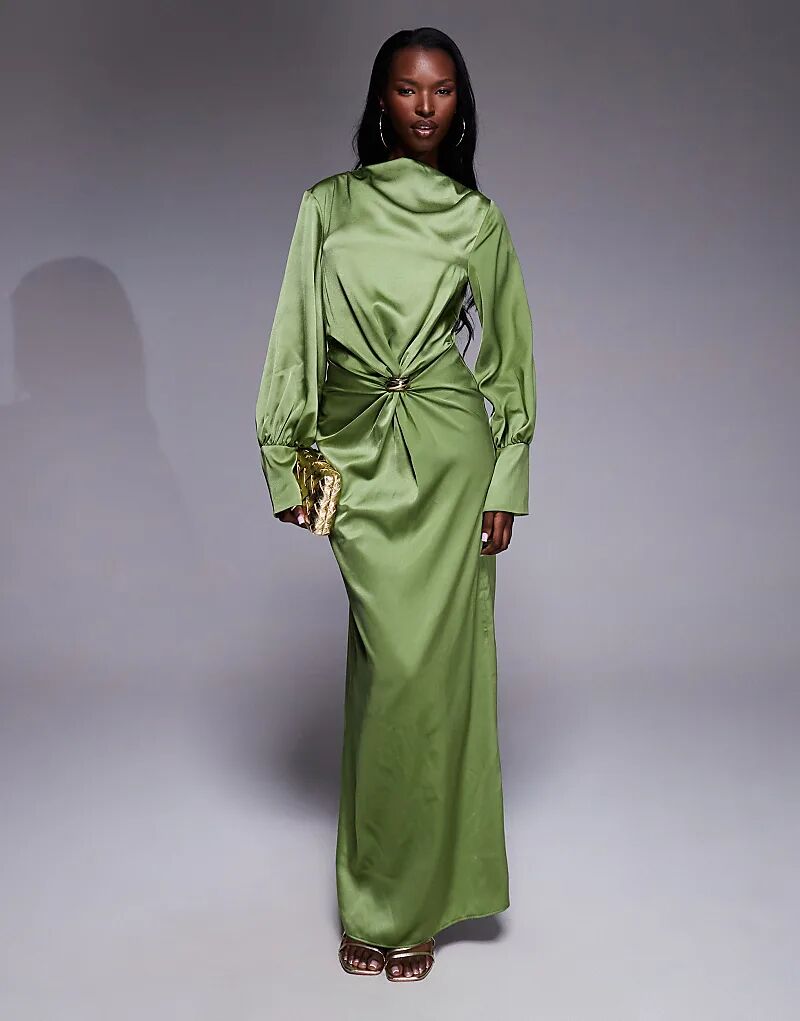 Платье макси из атласа ASOS DESIGN с перекрученным кроем спереди и косой окантовкой, с золотой фурнитурой, оливково-зеленого цвета
Платье макси из атласа ASOS DESIGN с перекрученным кроем спереди и косой окантовкой, с золотой фурнитурой, оливково-зеленого цвета