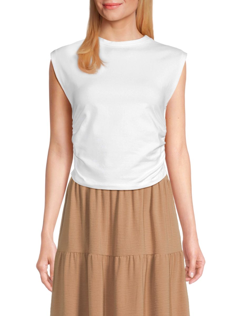 Укороченный топ из джерси с рюшами Renee C., белый 
Укороченный топ из джерси с рюшами Renee C., белый