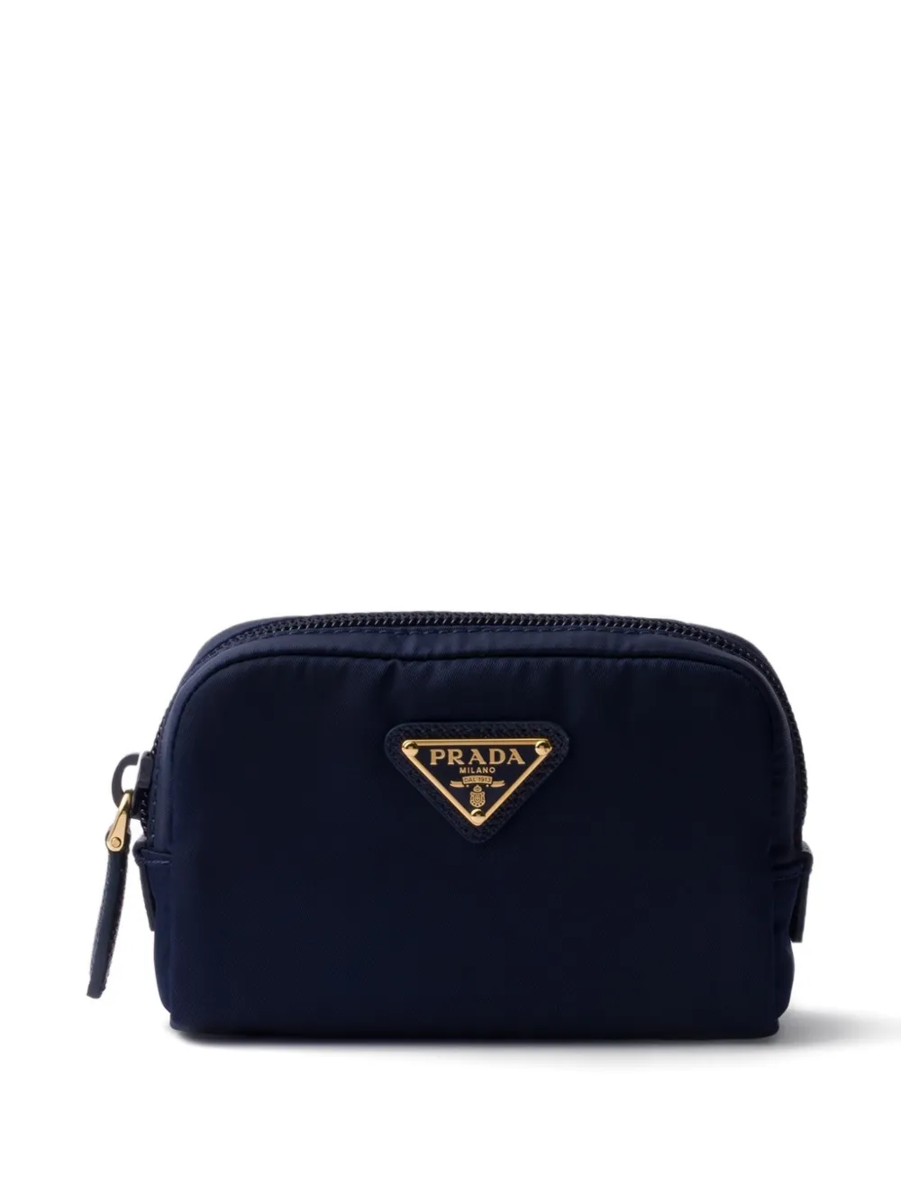 Косметичка на молнии с металлическим логотипом Prada, синий
Косметичка на молнии с металлическим логотипом Prada, синий