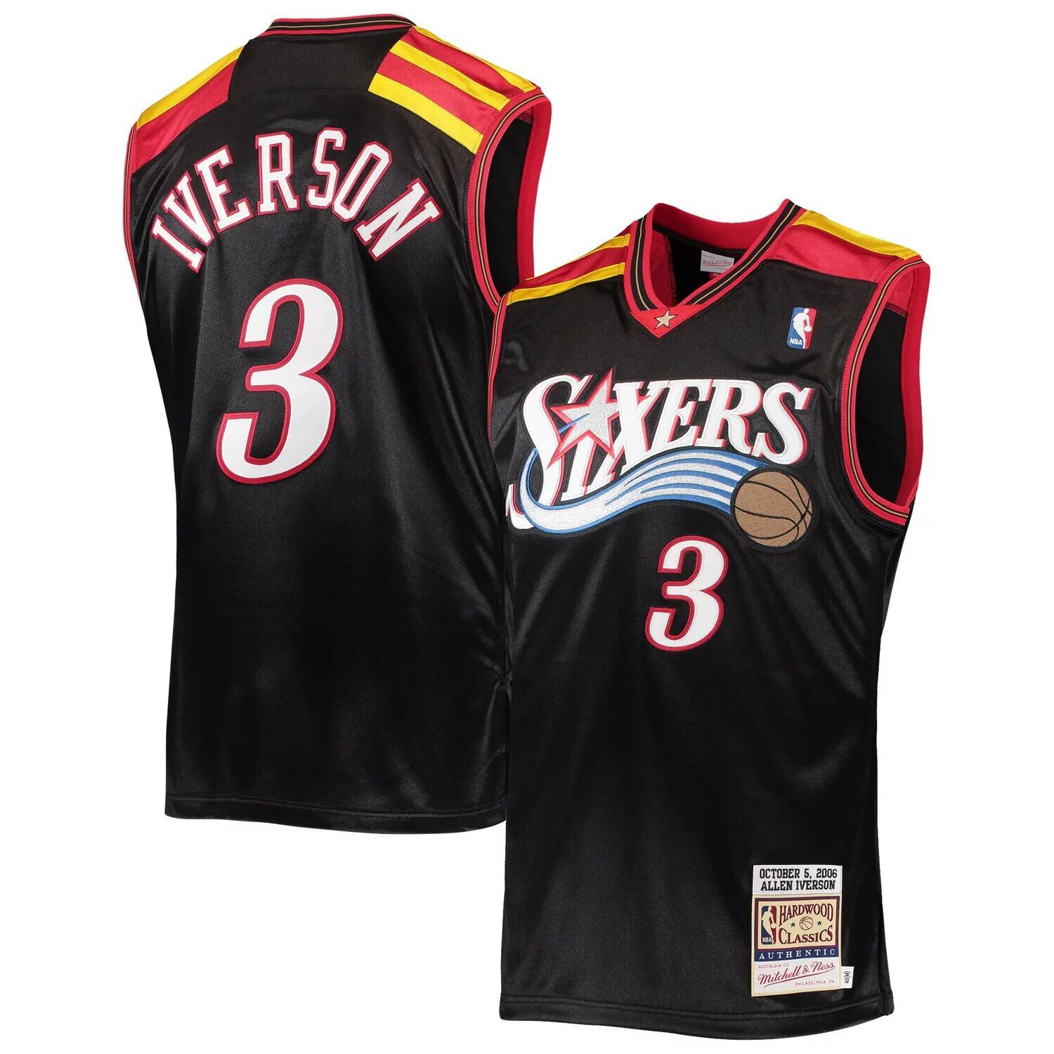 Мужской черный трикотаж Mitchell & Ness Allen Iverson Philadelphia 76ers Hardwood Classics Authentic 2006 года
Мужской черный трикотаж Mitchell & Ness Allen Iverson Philadelphia 76ers Hardwood Classics Authentic 2006 года