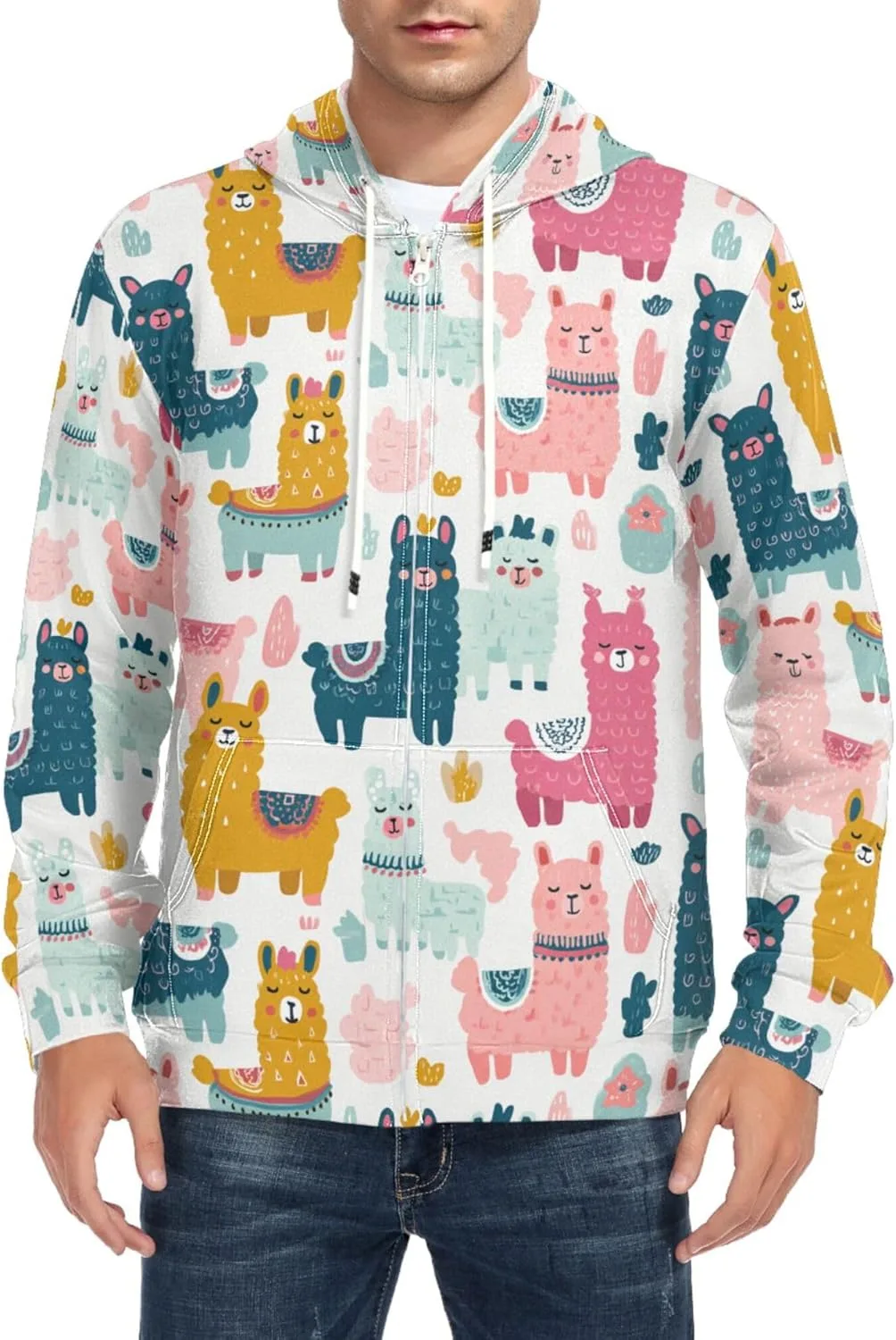 Мужская худи с молнией и принтом разноцветных лам CUPADA
Мужская худи с молнией и принтом разноцветных лам CUPADA