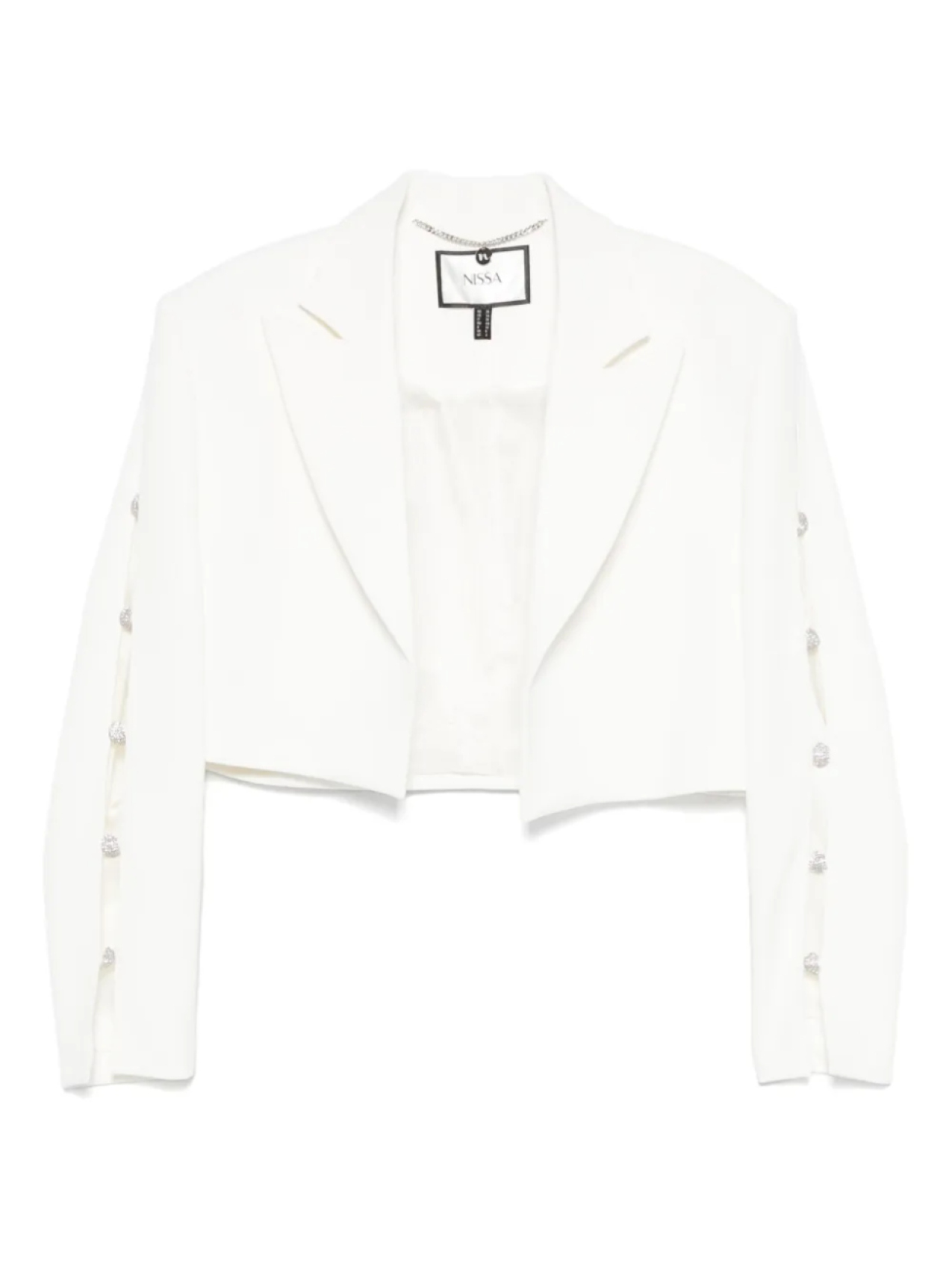 Укороченный блейзер, украшенный кристаллами NISSA, белый
Укороченный блейзер, украшенный кристаллами NISSA, белый