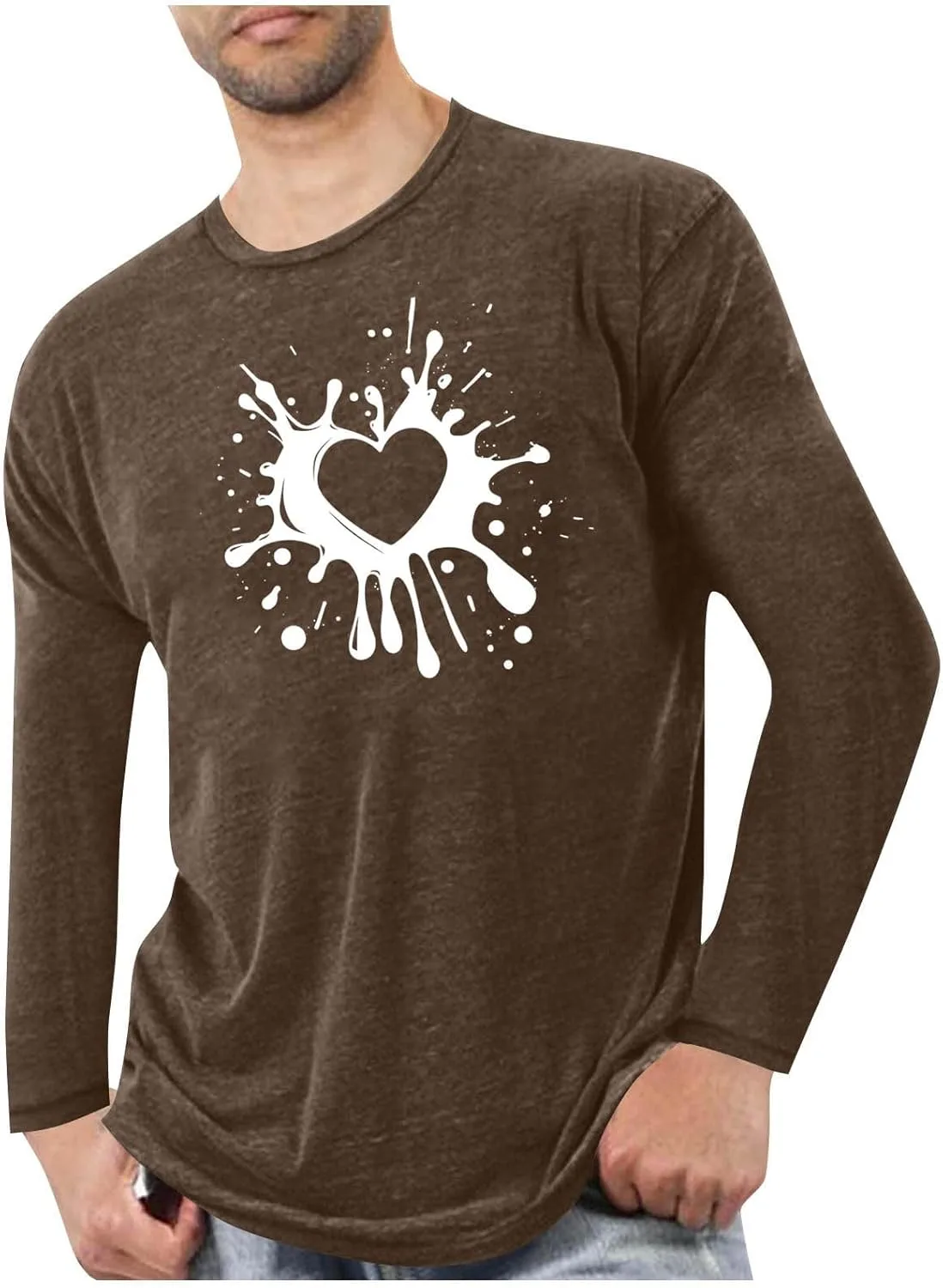 Мужская футболка с длинным рукавом и принтом в виде сердца
Мужская футболка с длинным рукавом и принтом в виде сердца