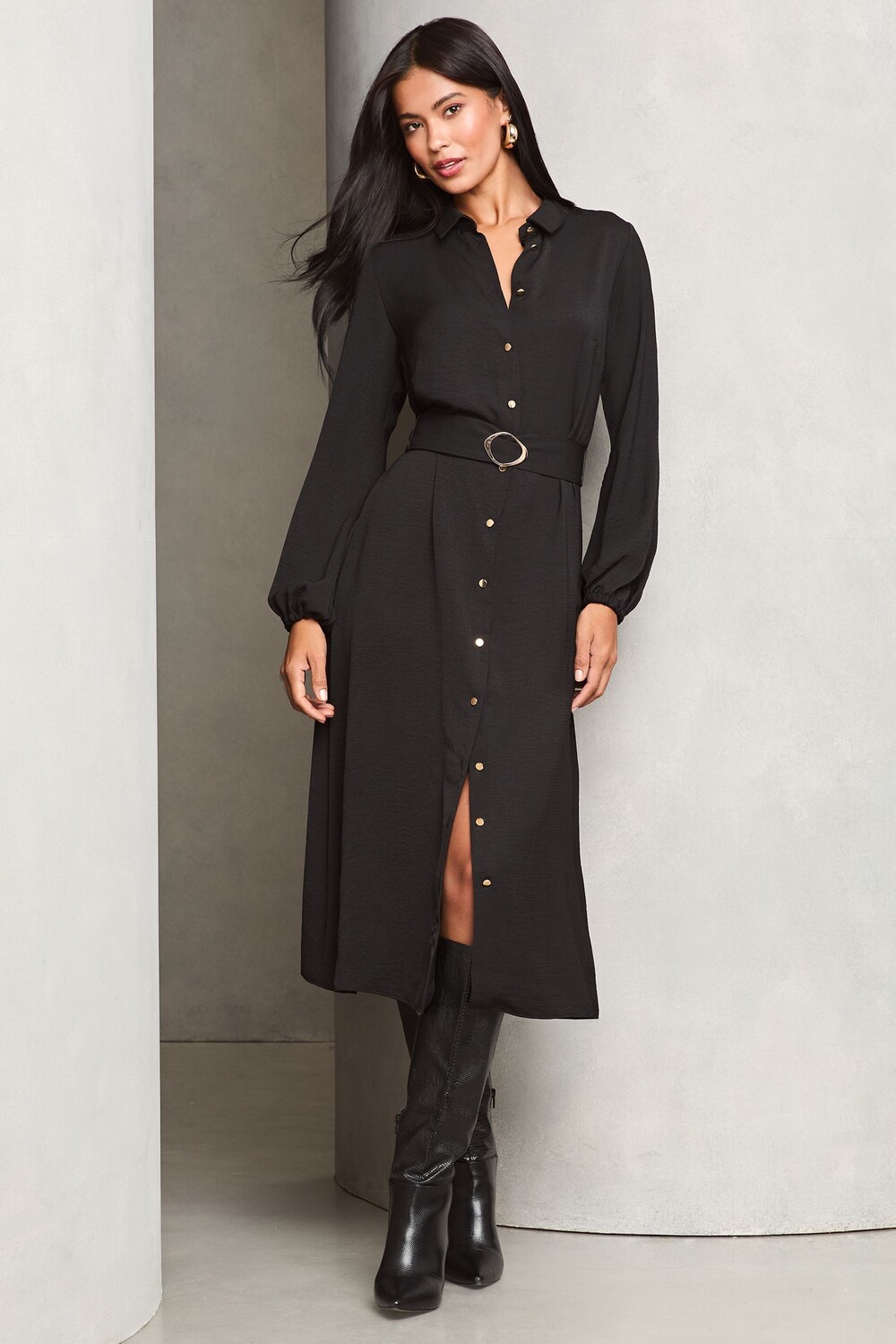 Платье рубашка миди с поясом Lipsy, черный
Платье рубашка миди с поясом Lipsy, черный