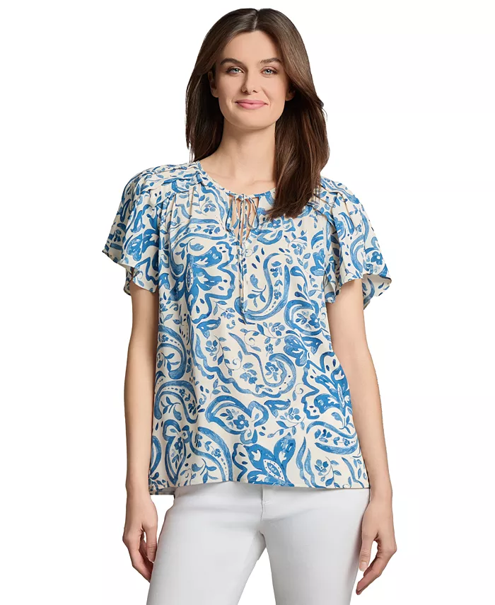 Женский топ с рукавами-крылышками и завязкой на шее Jones New York, синий
Женский топ с рукавами-крылышками и завязкой на шее Jones New York, синий