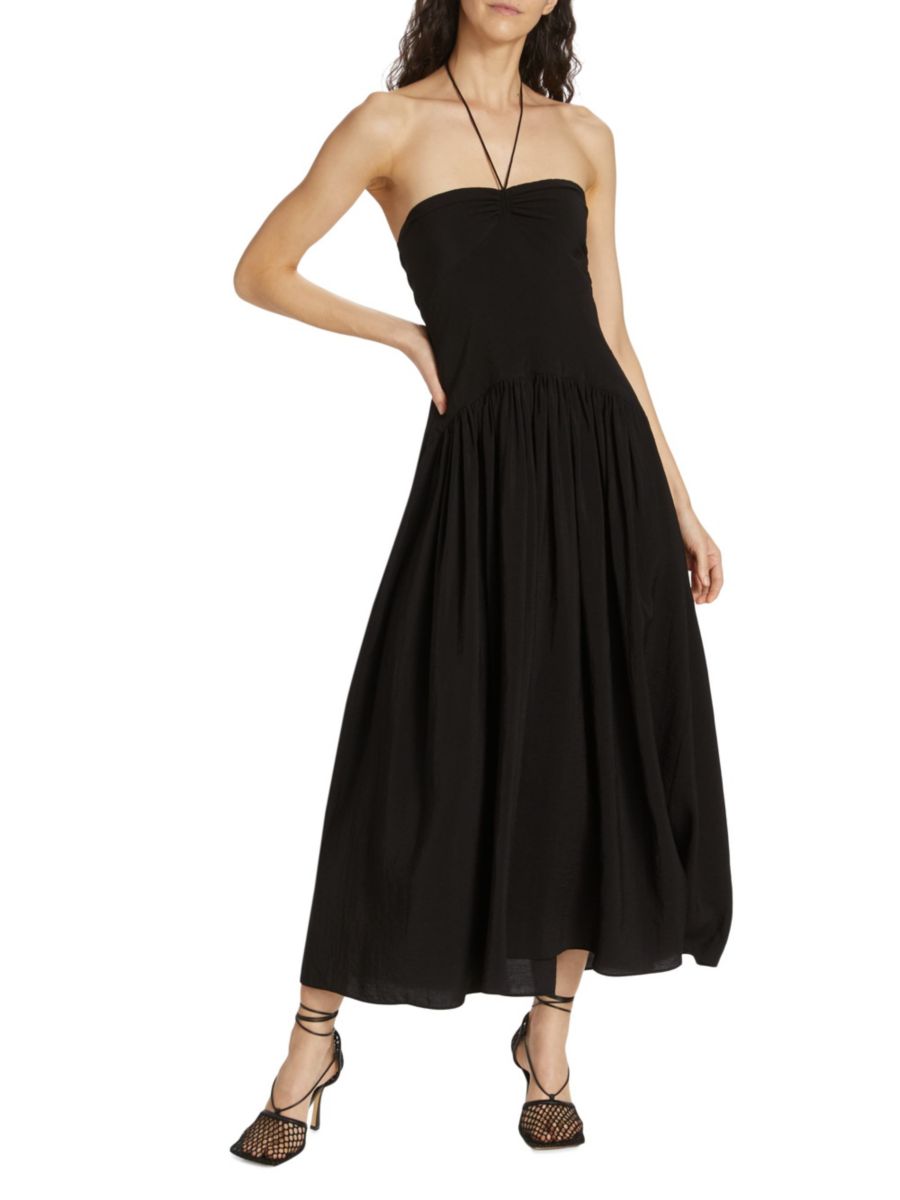 Платье макси с рюшами и халтернеем Vince, черный
Платье макси с рюшами и халтернеем Vince, черный