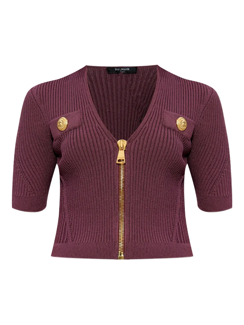 Трикотажный кардиган на молнии Balmain, фиолетовый
Трикотажный кардиган на молнии Balmain, фиолетовый