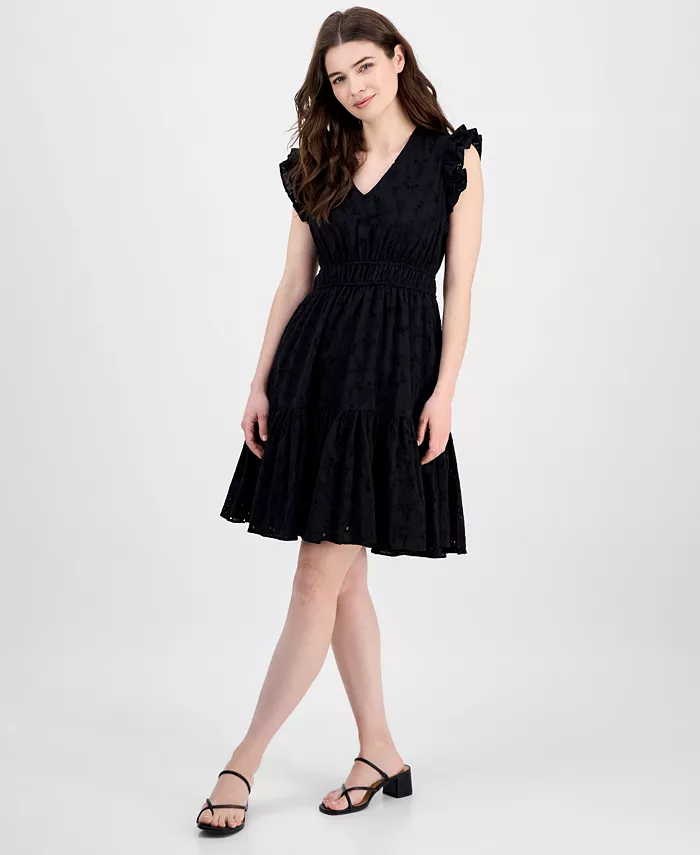 Женское хлопковое платье с кружевной отделкой и завязками на талии Anne Klein, черный
Женское хлопковое платье с кружевной отделкой и завязками на талии Anne Klein, черный