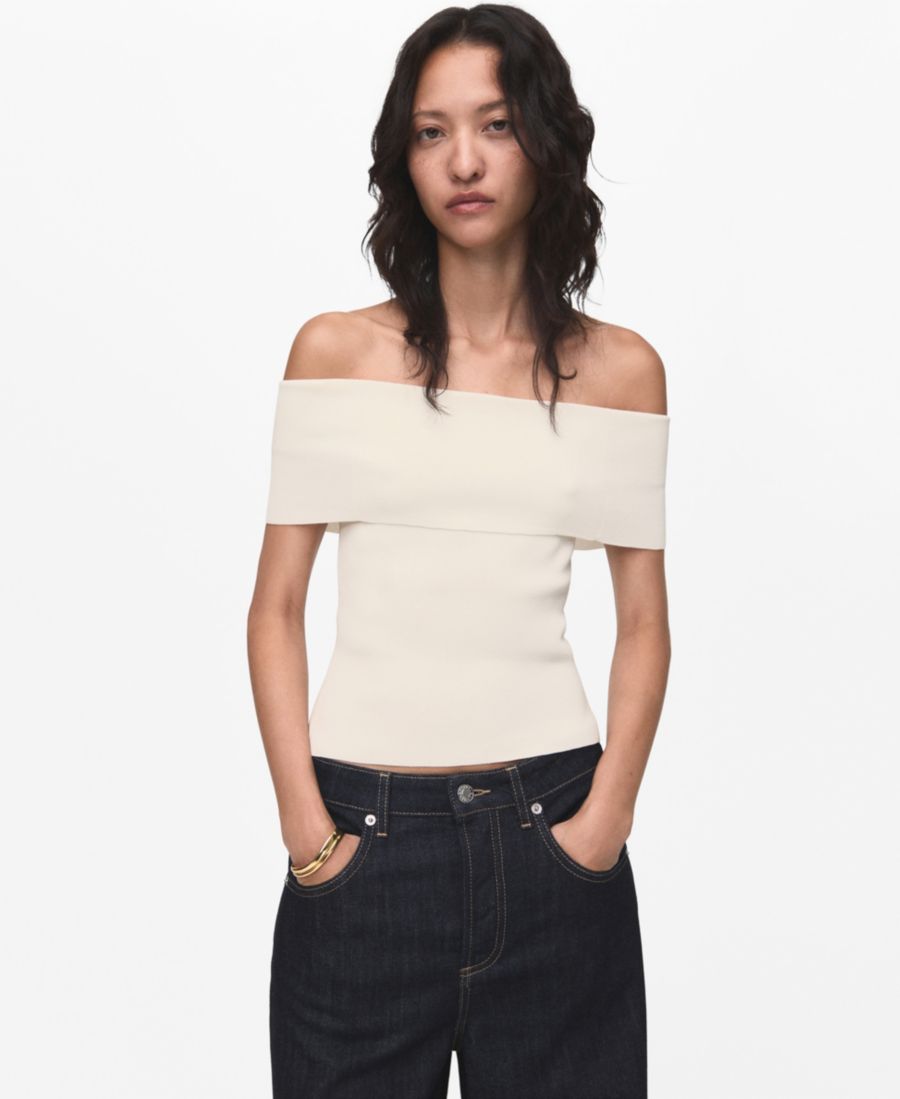 Женский вязаный топ без бретелей MANGO, Off White
Женский вязаный топ без бретелей MANGO, Off White