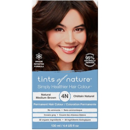 Tints of Nature 4N Натуральная стойкая краска для волос, средне-коричневый, 130 мл
Tints of Nature 4N Натуральная стойкая краска для волос, средне-коричневый, 130 мл