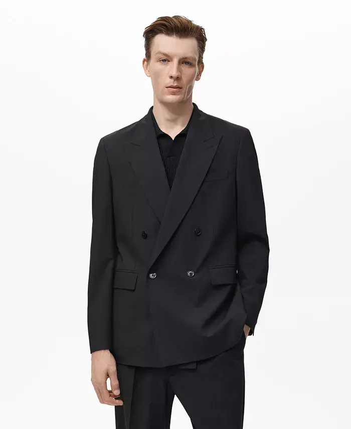 Мужской двубортный пиджак Boston Regular Fit MANGO, черный
Мужской двубортный пиджак Boston Regular Fit MANGO, черный