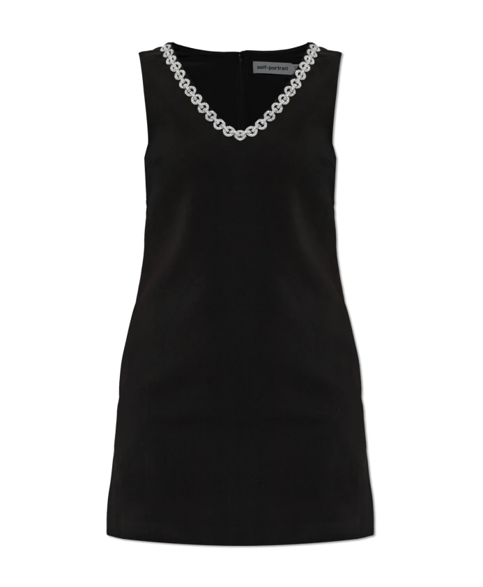 Платье с блестящими кристаллами на вырезе. Self Portrait, черный
Платье с блестящими кристаллами на вырезе. Self Portrait, черный