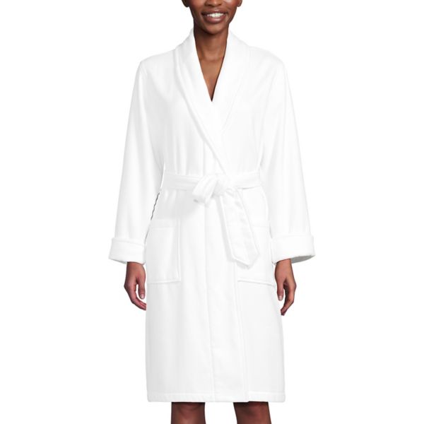 Женский халат из хлопкового махрового полотна до колен для спа Lands' End, белый
Женский халат из хлопкового махрового полотна до колен для спа Lands' End, белый