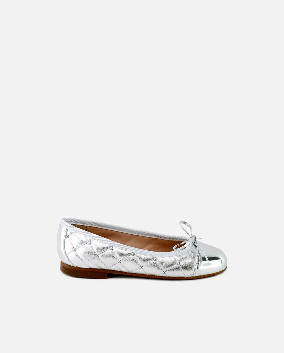 Балетки для девочек из стеганой металлизированной кожи с носком Eli 1957, серебряный
Балетки для девочек из стеганой металлизированной кожи с носком Eli 1957, серебряный