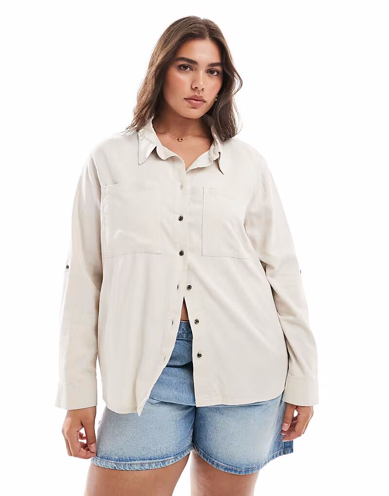 Рубашка Curve из льняной смеси в цвете «камень» Only Curve
Рубашка Curve из льняной смеси в цвете «камень» Only Curve