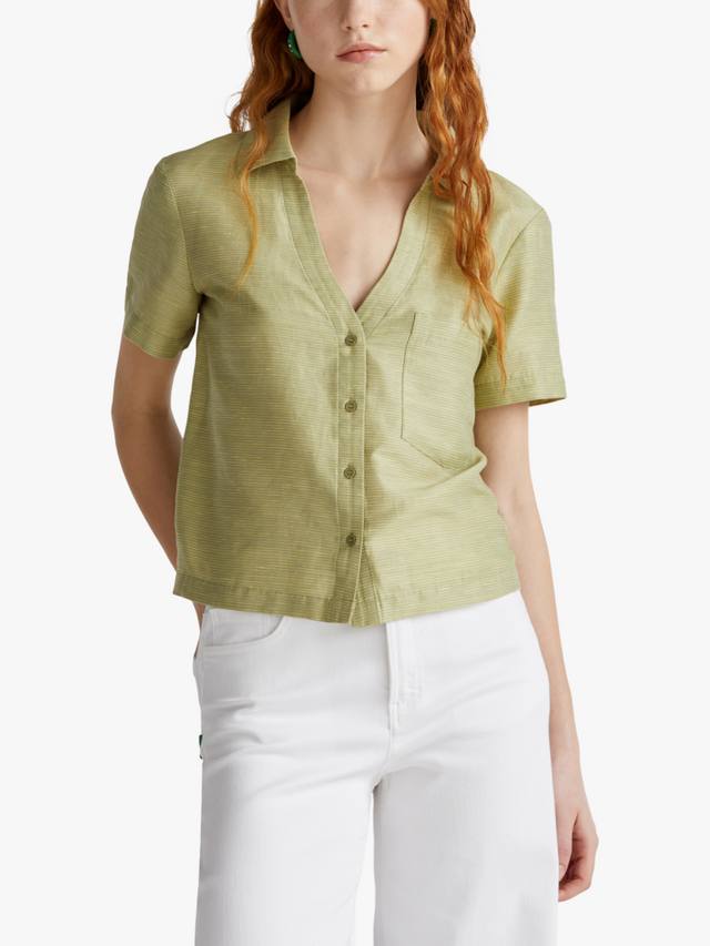 Бокси шорт слив лен бленд рубашка Benetton, Olive Green
Бокси шорт слив лен бленд рубашка Benetton, Olive Green
