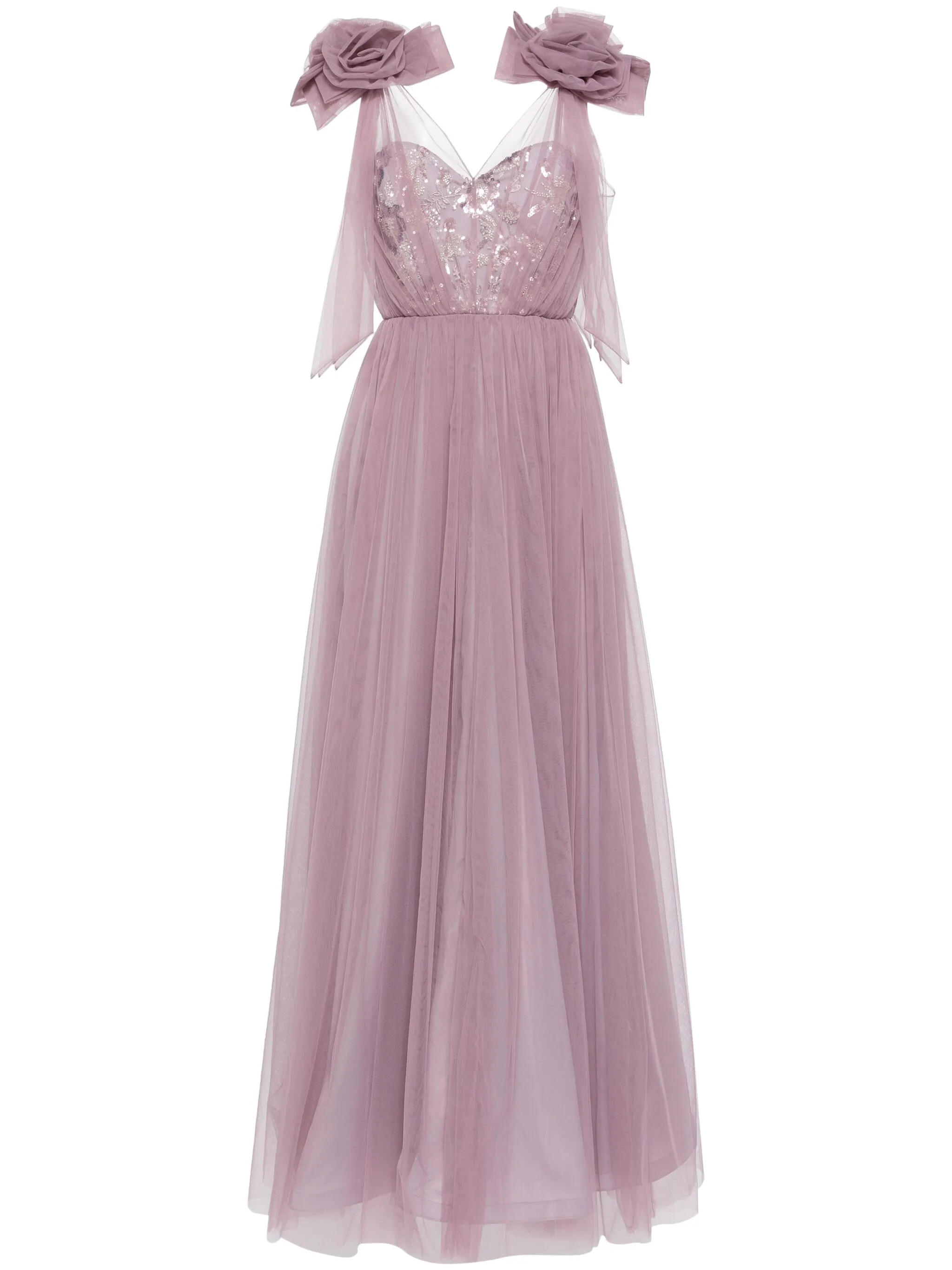 Платье из тюля с цветочной аппликацией Badgley Mischka, фиолетовый
Платье из тюля с цветочной аппликацией Badgley Mischka, фиолетовый